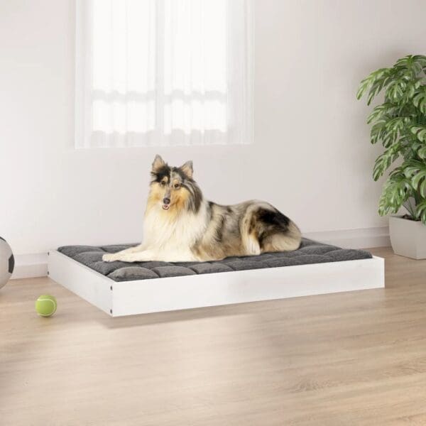 Dog Bed White Solid Wood Pine