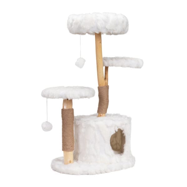 Modern Cat Tree Natural Branch White