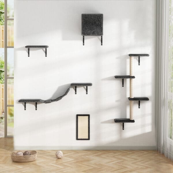 5 Pcs Multi-Level Wall-Mounted Indoor Cat Tree Furniture