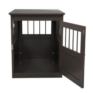 Wood Dog Crate Furniture End Table Brown