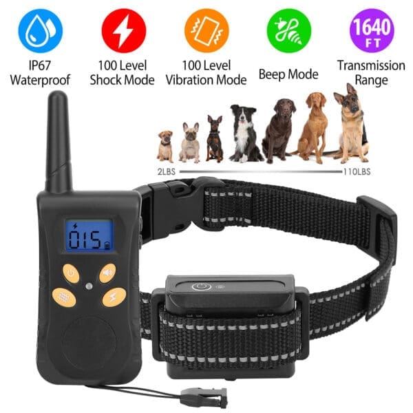 Dog Training Collar IPX7 Waterproof Black