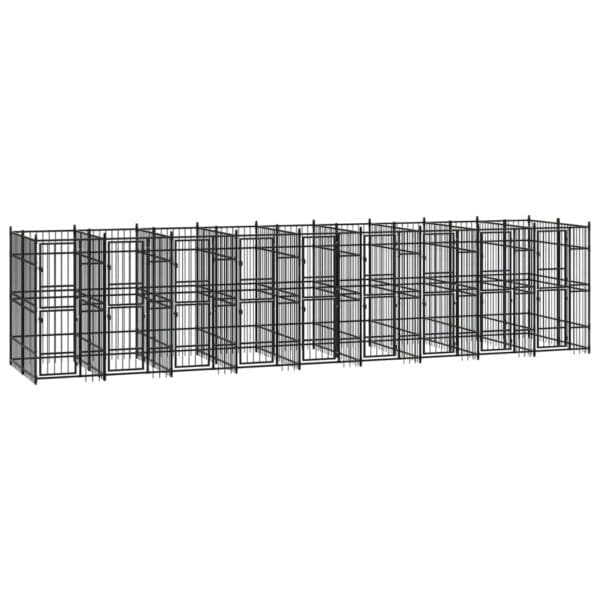 Outdoor Dog Kennel Steel 178.6 ft² Black