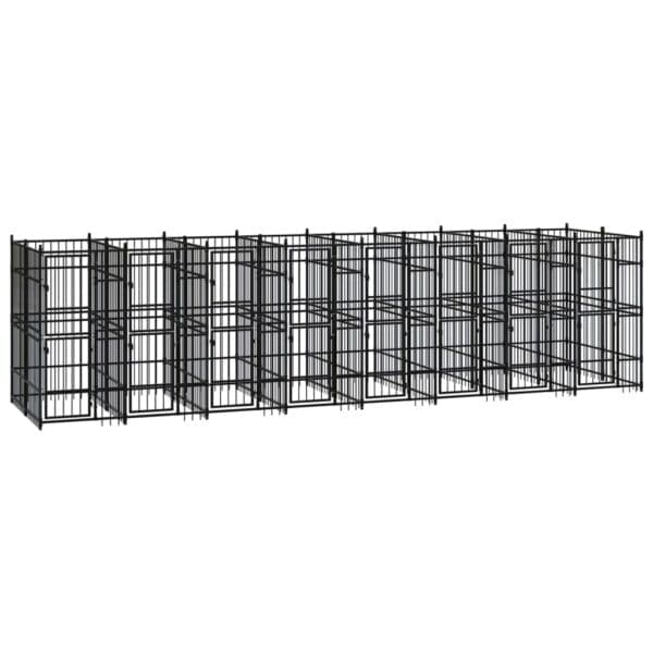 Outdoor Dog Kennel Steel 158.8 ft² Black