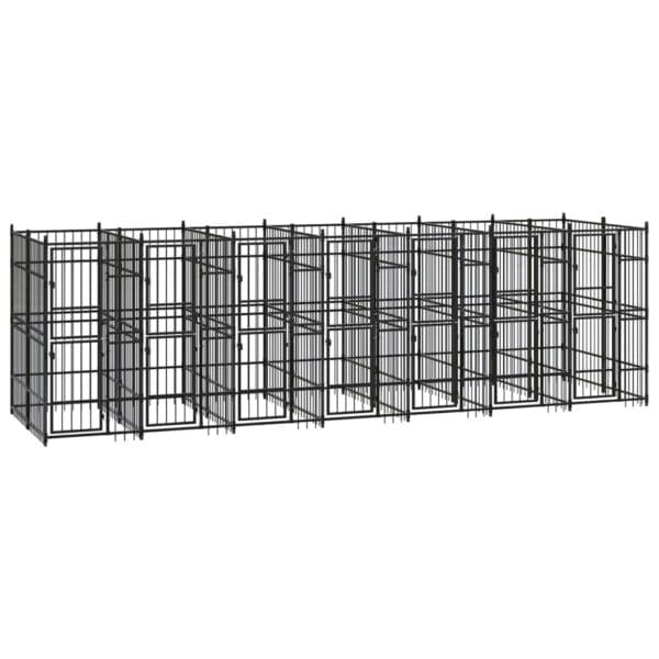 Outdoor Dog Kennel Steel 138.9 ft² Black