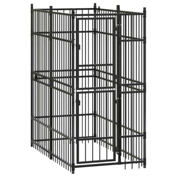 Outdoor Dog Kennel Steel 19.8 ft² Black