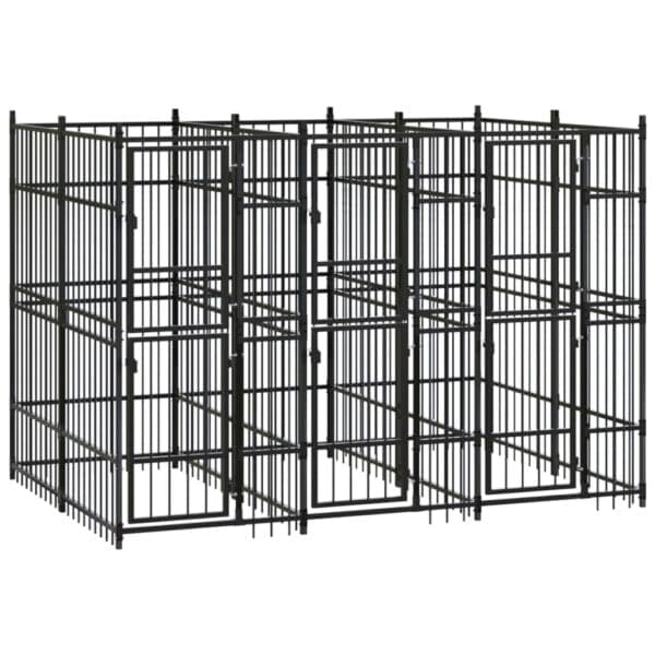 Outdoor Dog Kennel Steel Black