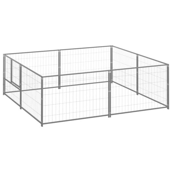 Dog Kennel Silver 43.1 ft² Steel Silver