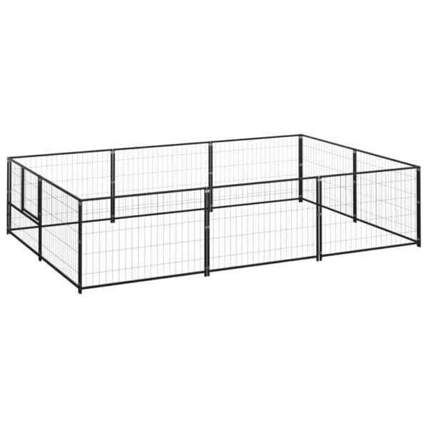 Dog Kennel Black 64.6 ft² Steel Black