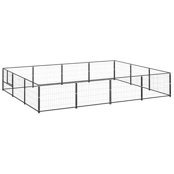 Dog Kennel Black 129.2 ft² Steel Black