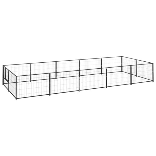 Dog Kennel Black 107.6 ft² Steel Black