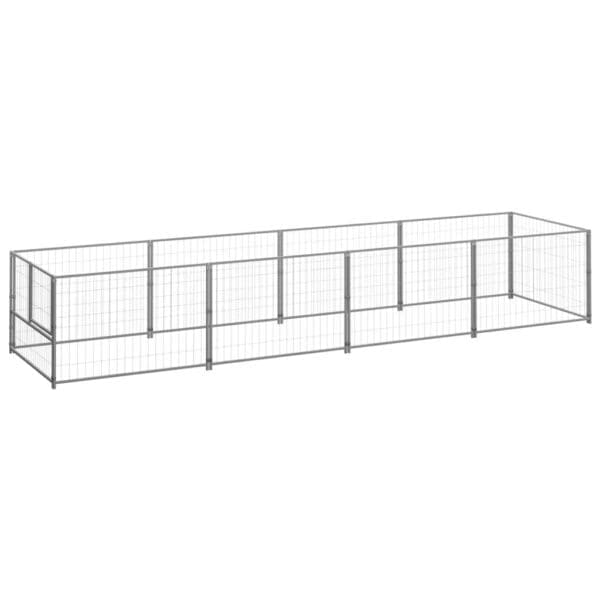 Dog Kennel Silver 43.1 ft² Steel Silver