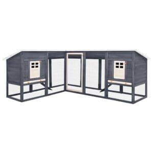 Outdoor Rabbit Hutch with Run Grey