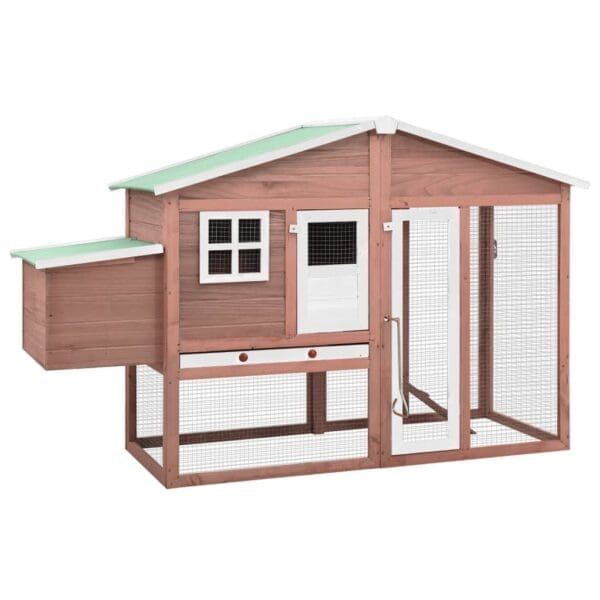 Chicken Coop with Nest Box Solid Fir Wood Brown