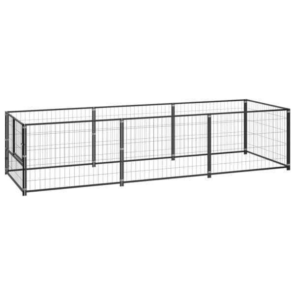 Dog Kennel Black 32.3 ft² Steel Black