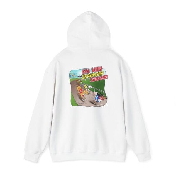 Fat Willy The Sprinting Sausage Unisex Heavy Blend™ Hooded Sweatshirt - Image 3