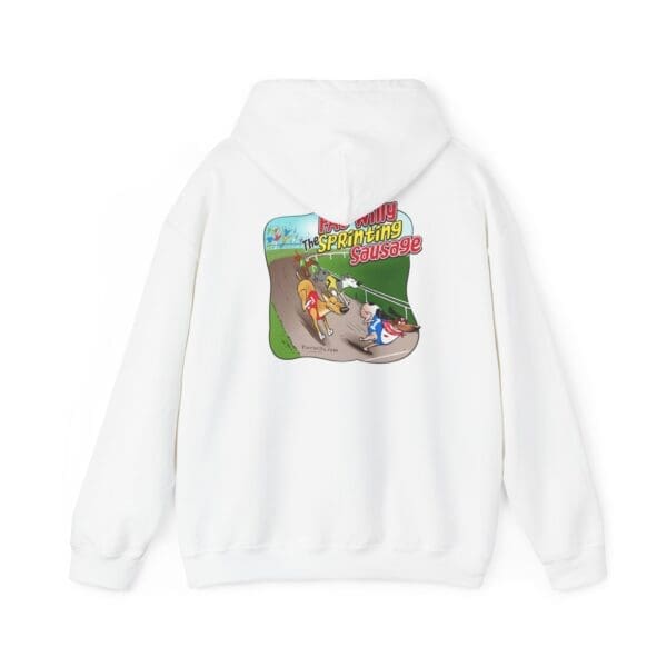 Fat Willy The Sprinting Sausage Unisex Heavy Blend™ Hooded Sweatshirt - Image 2