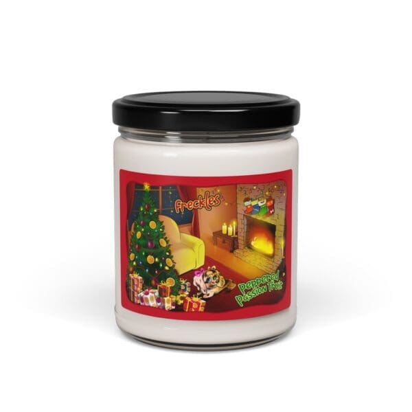 Christmas Edition - Freckles' Peppered Passionfruit Scented Soy Candle - 9oz - Image 3